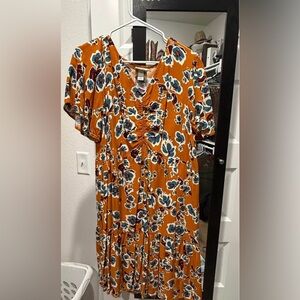 Ava & Viv Orange Floral Midi Dress
